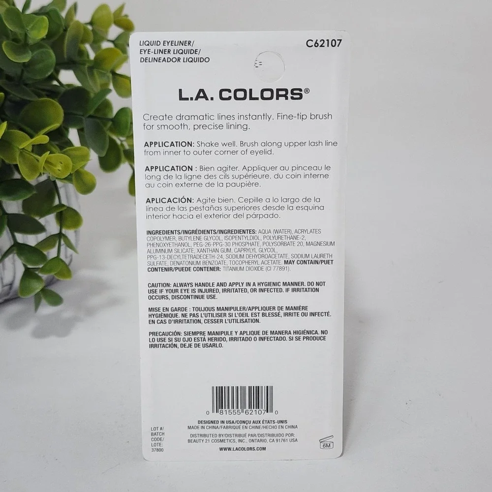 L.A. COLORS Liquid Eyeliner Matte White C62107 ~ Fine Tip Brush ~ New